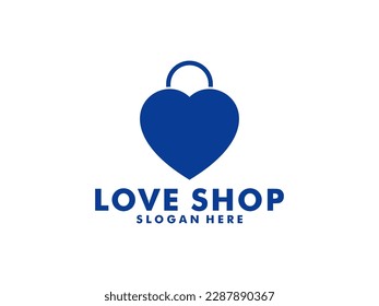 Love Shop Logo designs Template, Shopping bag combined with heart concept.