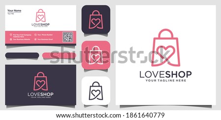 Love Shop Logo designs Template, bag combined with heart concept.