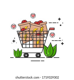 love shoping illustration flat design