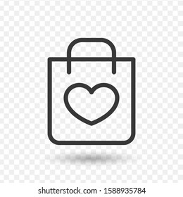 i love shopping with bag like heart. concept of e-commerce, merchandise, offer, promotion, commercial, sell-out. isolated on white background. flat style trend modern brand design vector illustration