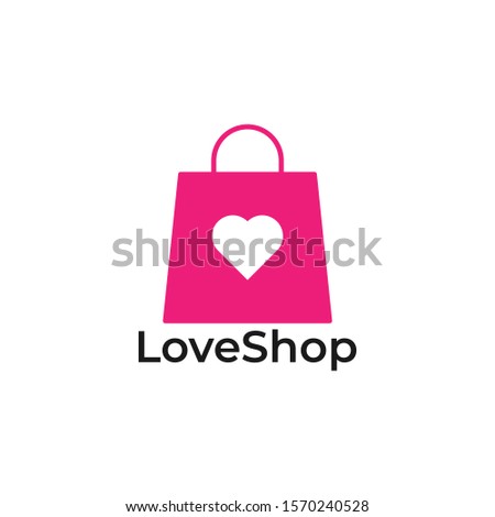 i love shopping with bag like heart. concept of e-commerce, merchandise, offer, promotion, commercial, sell-out. isolated on white background. flat style trend modern brand design vector illustration