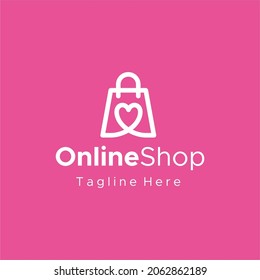 love shopping bag logo vector design. suitable for onlineshop logo