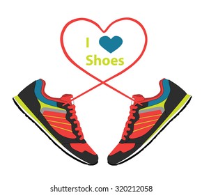 I Love Shopping icon, Shoes. Vector