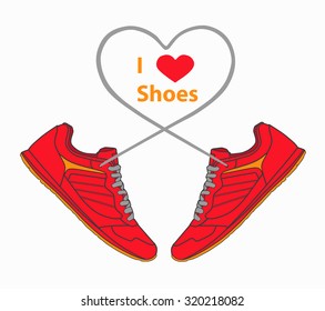 I Love Shopping icon, Shoes. Vector