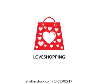 love shopping logo template design vector