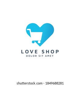Design des Love- und Shopping-Negativ-Space-Logos