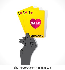 I love shopping sale creative banner design with playing card vector