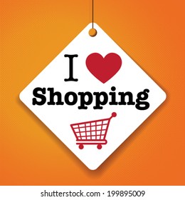 I Love Shopping - Vector Paper Tag