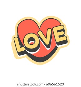 Love short message, retro speech bubble in the shape of a heart vector Illustration