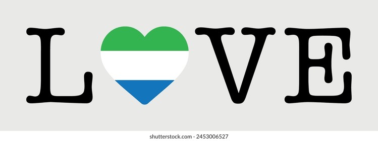 I Love Sierra Leone Fahne Herz-Ikone Vektorillustration