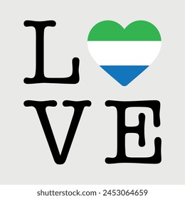 I Love Sierra Leone Fahne Herz-Ikone Vektorillustration