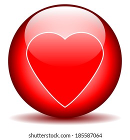 Love sign button isolated on white background.
