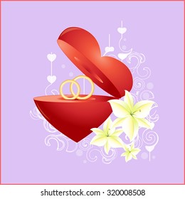 Love sign. Heart with rings. Vector illustration.