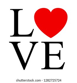 LOVE sign with heart - stoke vector