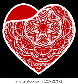 Love sign Hearts with floral pattern. Vector illustration. Decorative elements for invitation cards.