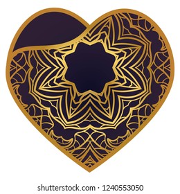 Love sign Hearts with floral pattern. Vector illustration. Decorative elements for invitation cards.
