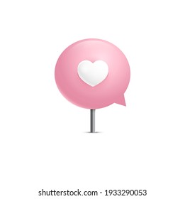 Love Sign Icon Design For Dating App UI. Love Chat Bubble. Love Conversation. Vector Illustration. 