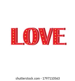 Love sign with ,light in love and white backround