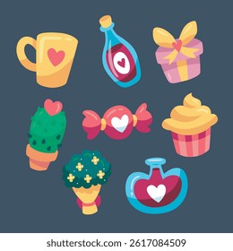 Love sign object collection set in isolated background