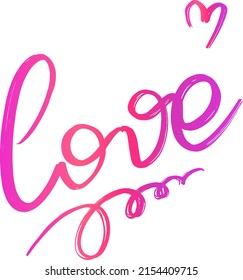 Love sign Pink Lettering with heart.
