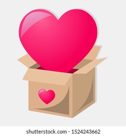 love sign put into cardboard vector illustration symbol for charity and donation concept