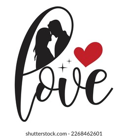 Love Sign and Quote Vector, Valentine's Day, Silhouette, Illustration