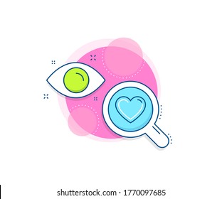 Love sign. Research complex icon. Heart line icon. Valentines Day sign symbol. Analytics or analysis banner. Heart sign. Vector