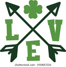 Love sign with shamrock and arrows | St. Patrick's Day design
