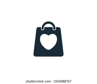 Love Sign and Shopping Bag Icon Design Template Elements