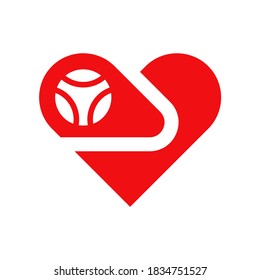 Signo de amor y ergómetro de bicicleta simple para el diseño del logo del centro de salud del corazón