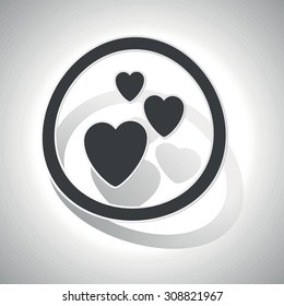 Love sign sticker, curved, with outlining and shadow