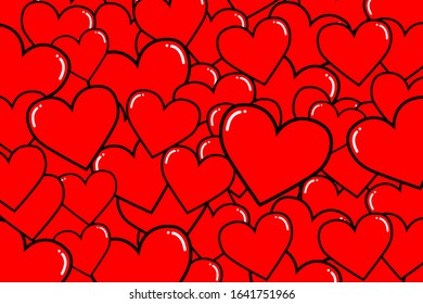 Love sign, valentine's day. Romantic pattern red heart on red background. Design for ad, poster, banner of Valentine Day.