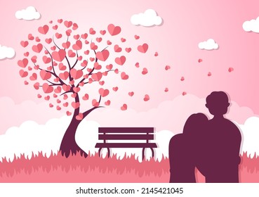 Love Sign Vector Cartoon Background Illustration to Self Care, Valentines or Yourself Icon in Different Actions of Happiness for Poster