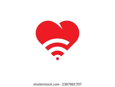 love and signal logo, heart wifi connection combination symbol vector design