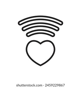 Love Signal Outline Icon Vector Illustration