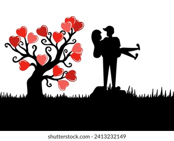 Love Silhouette Background Valentine Day