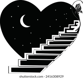 love silhouette design with moon on a white background