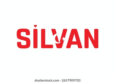 I Love SILVAN, Typographic Design of I Love SILVAN on a white background, Flag Typography of SILVAN with heart, Vector design of I Love Turkey