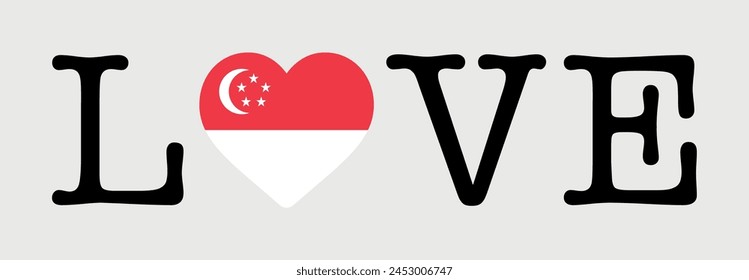 I Love singapore flag heart icon vector illustration