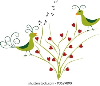 love singing birds on a branch