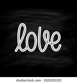 Love. Single word. Modern monoline calligraphy text. Element for Happy Valentine Day. Vector illustration