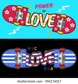 love skateboards graphic design set