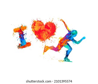 I love skating. Vector symbol of splash paint