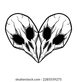 Love skull bird isolated vector
