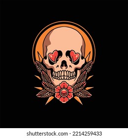 love skull tattoo vector design