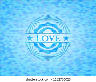 Love sky blue emblem. Mosaic background