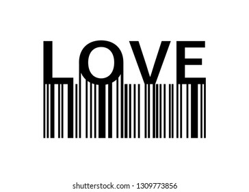 Love slogan with barcode. Print Love for your design. Banner or poster Love with barcode. Eps10