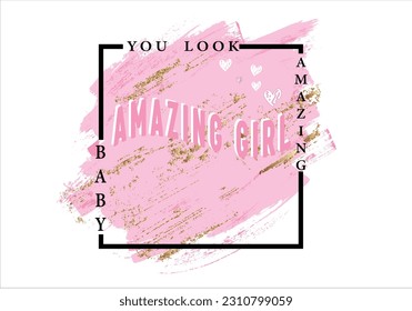 LOVE slogan with gold frame vector 