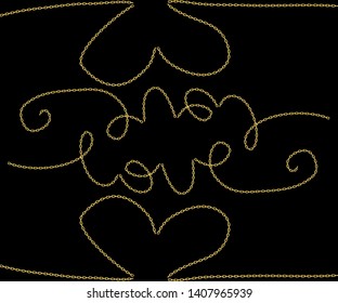 love slogan with golden chain