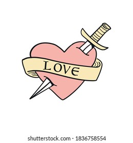 Love slogan with heart illustration. Vector graphic for t shirt, sticker and other uses.